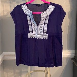 Navy detail flowy top